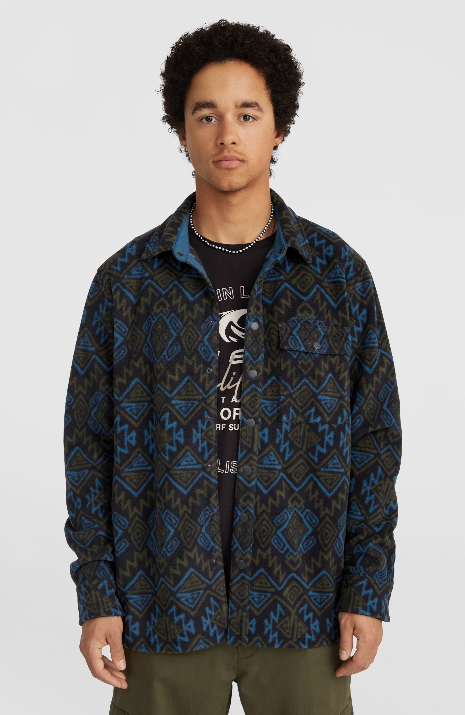 Superfleece Shirt Men Black Retro Ikat
