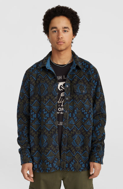 Superfleece Shirt Men Black Retro Ikat
