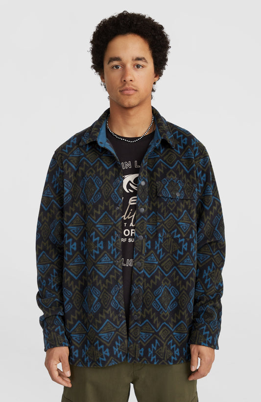 Superfleece Shirt Men Black Retro Ikat