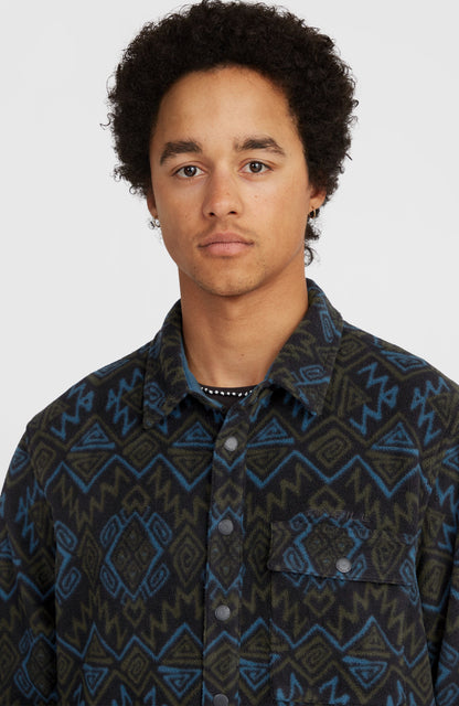 Superfleece Shirt Men Black Retro Ikat