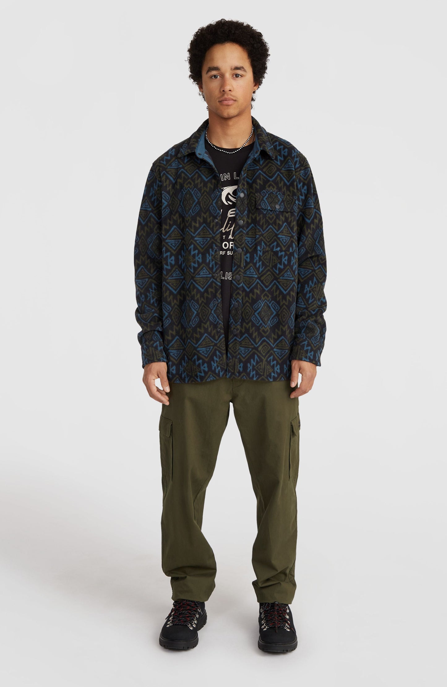 Superfleece Shirt Men Black Retro Ikat