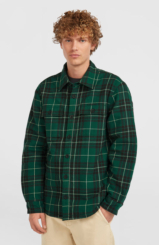 Must-Have Fleece-Lined Shirt Men Green Flannel Check