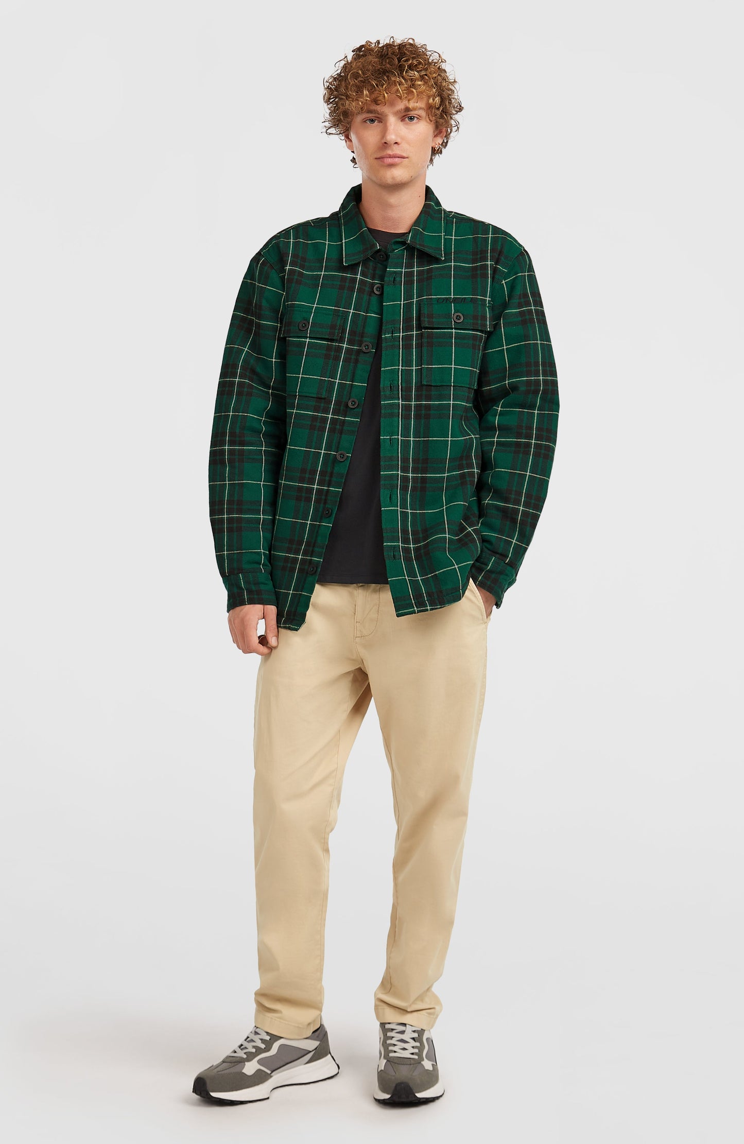 Must-Have Fleece-Lined Shirt Men Green Flannel Check