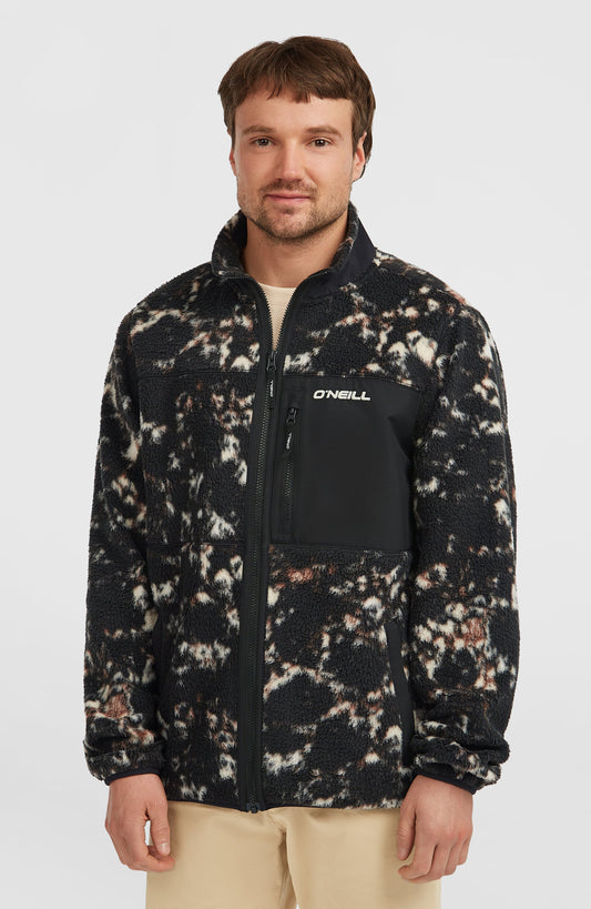 Must-Have High-Pile Full-Zip Fleece Men Black/Beige Quarry