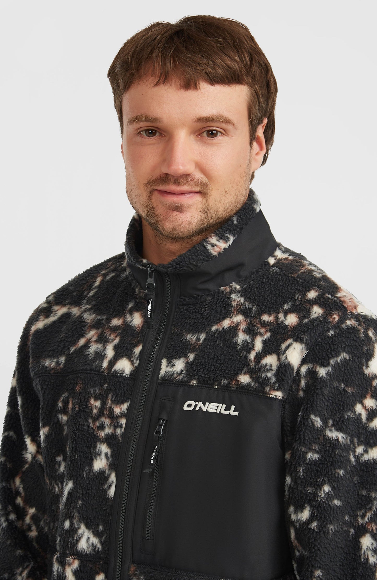Must-Have High-Pile Full-Zip Fleece Men Black/Beige Quarry
