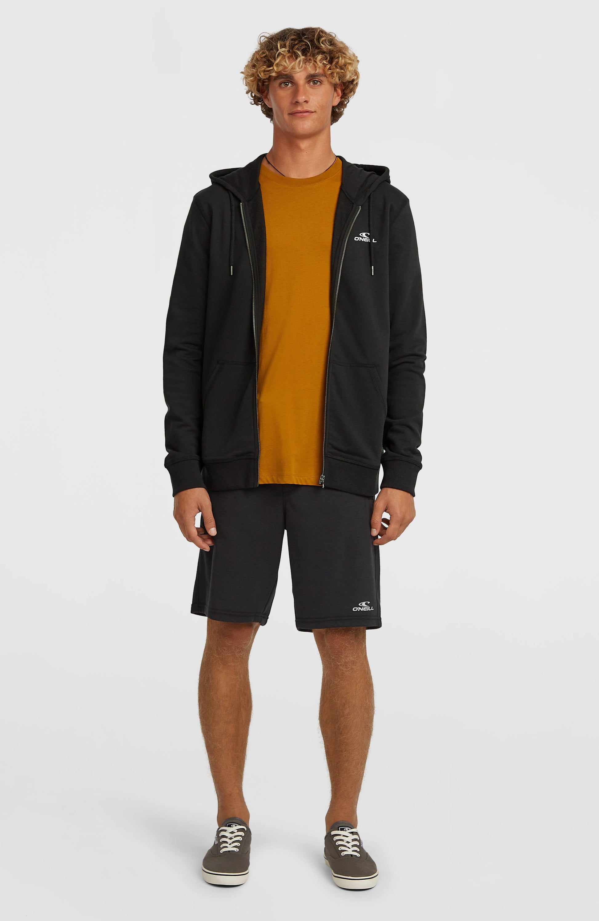 Small Logo Full-Zip Hoodie Men Black Out