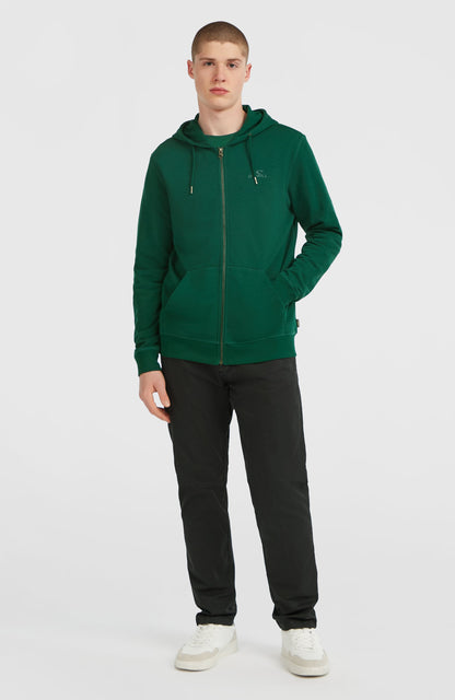Small Logo Full-Zip Hoodie Men Emerald Envy
