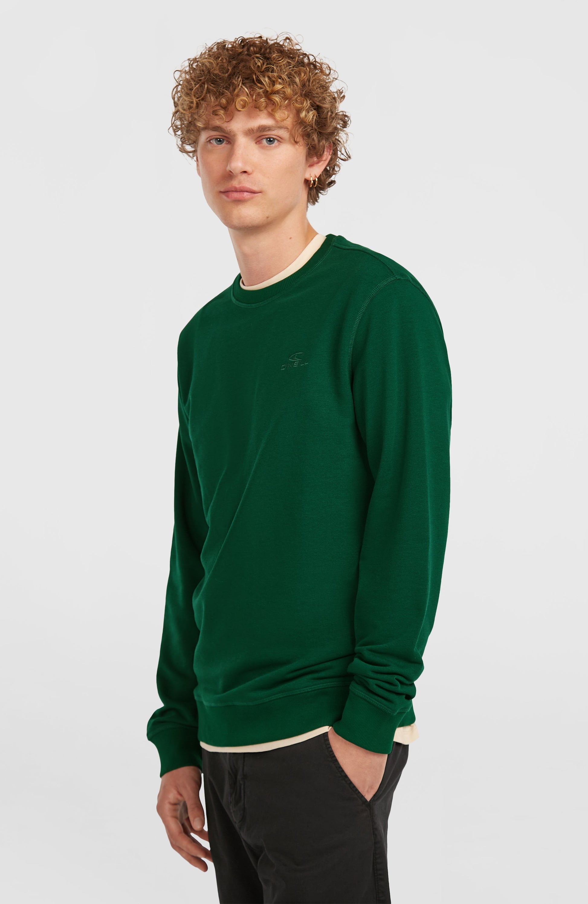Small Logo Crew Sweatshirt Men Emerald Envy