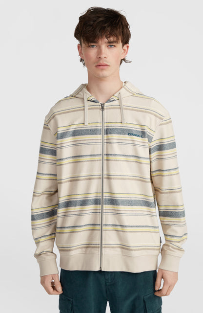 Bavaro Full-Zip Hoodie Men Grey Vintage Stripe