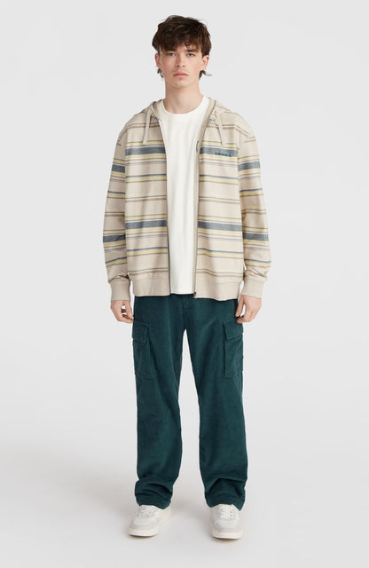 Bavaro Full-Zip Hoodie Men Grey Vintage Stripe