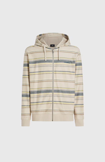 Bavaro Full-Zip Hoodie Men Grey Vintage Stripe