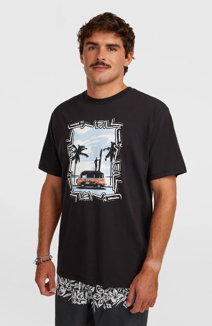 Photo Front Print T-Shirt Men Black Out