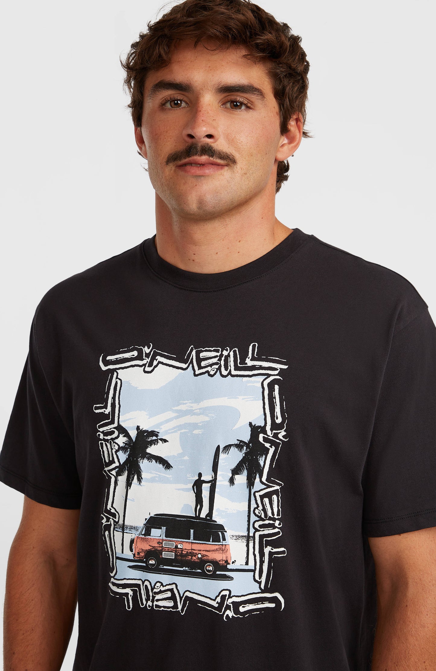 Photo Front Print T-Shirt Men Black Out