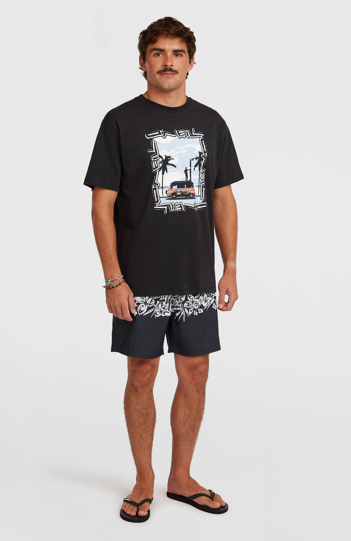 Photo Front Print T-Shirt Men Black Out