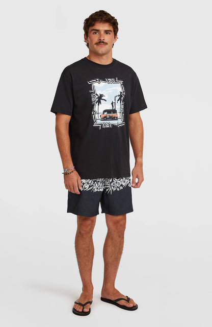 Photo Front Print T-Shirt Men Black Out