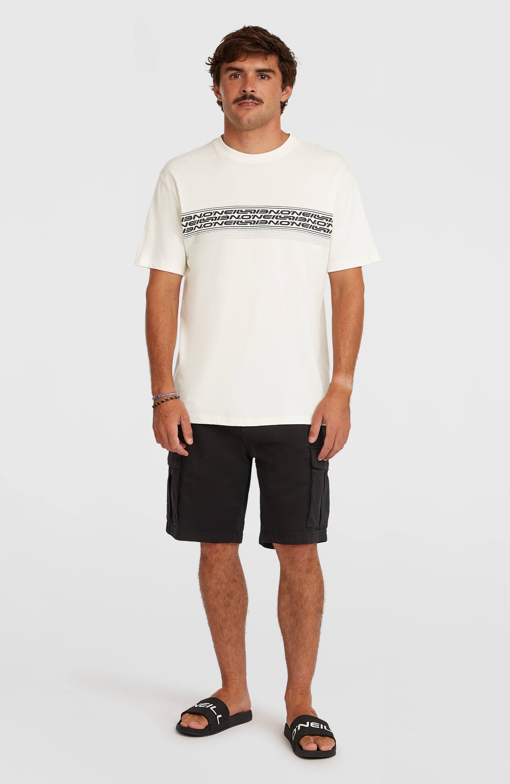 O’Neill Logo Stripe T-Shirt Men Snow White