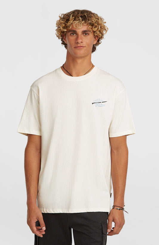 O’Neill Retro Back Print T-Shirt Men Snow White