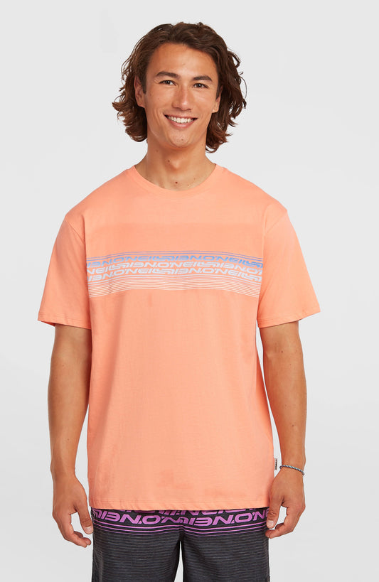 O’Neill Logo Stripe T-Shirt Men Funky Peach