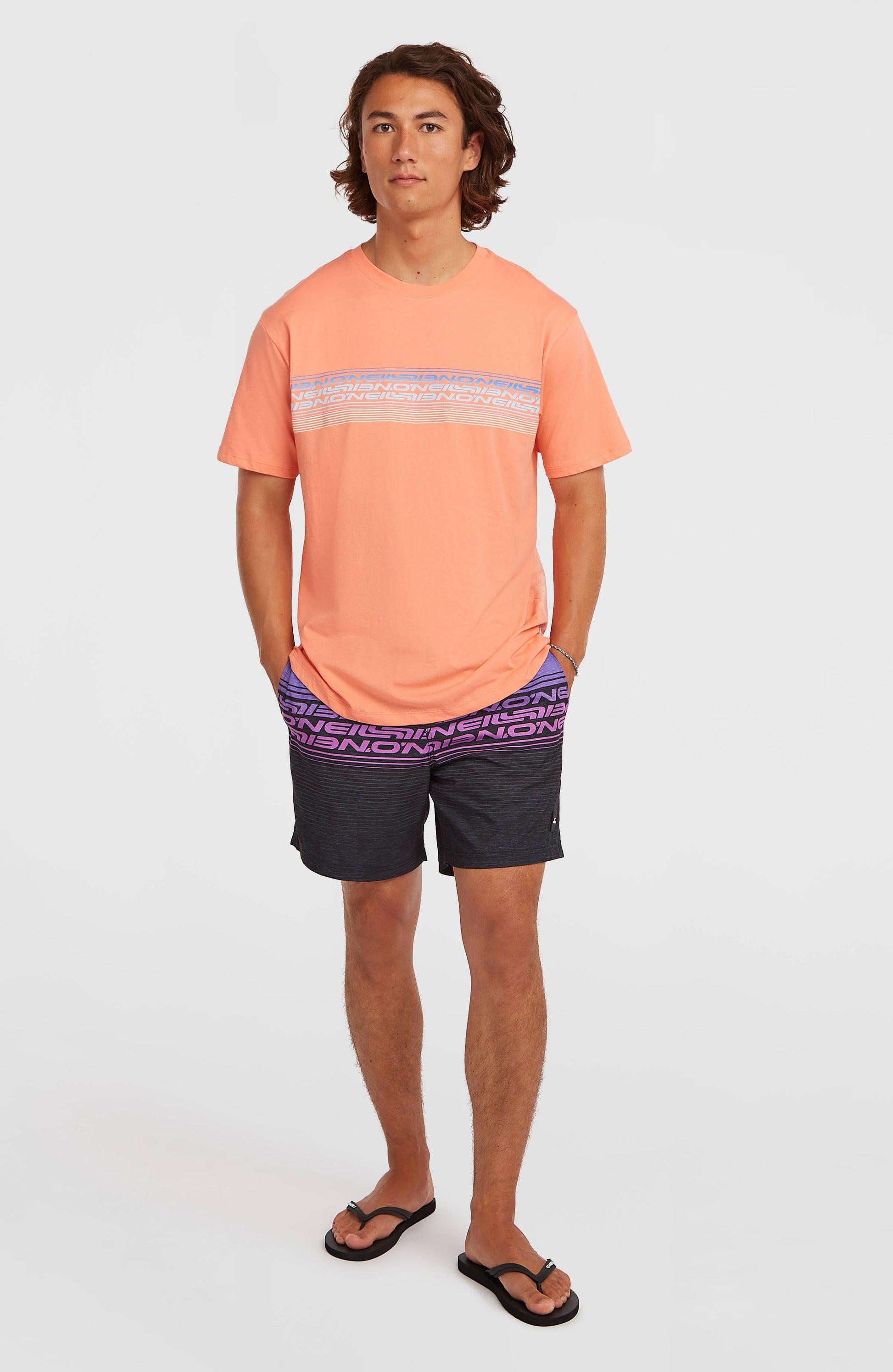 O’Neill Logo Stripe T-Shirt Men Funky Peach