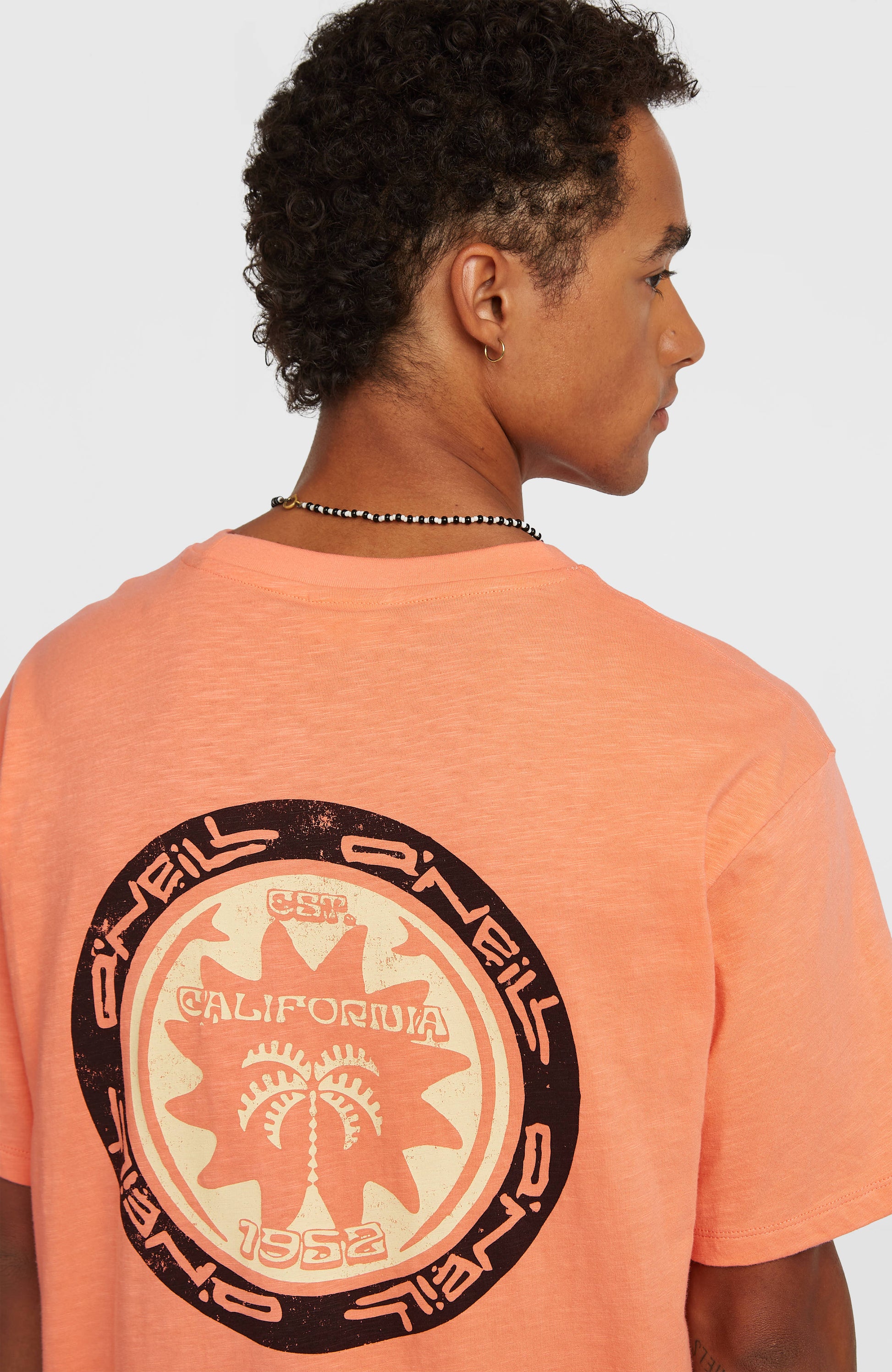 O’Neill Slub Back Print T-Shirt Men Funky Peach