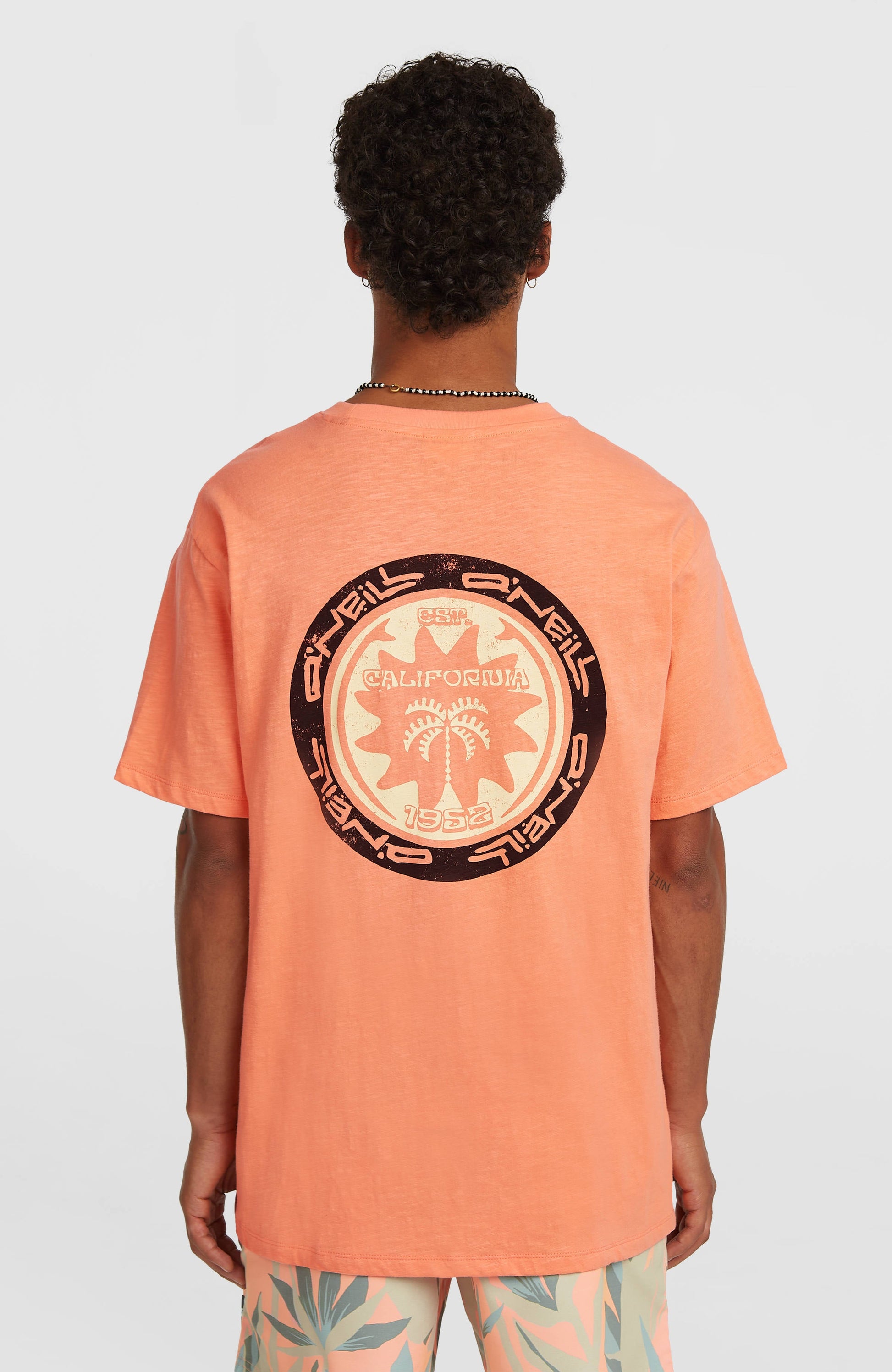 O’Neill Slub Back Print T-Shirt Men Funky Peach