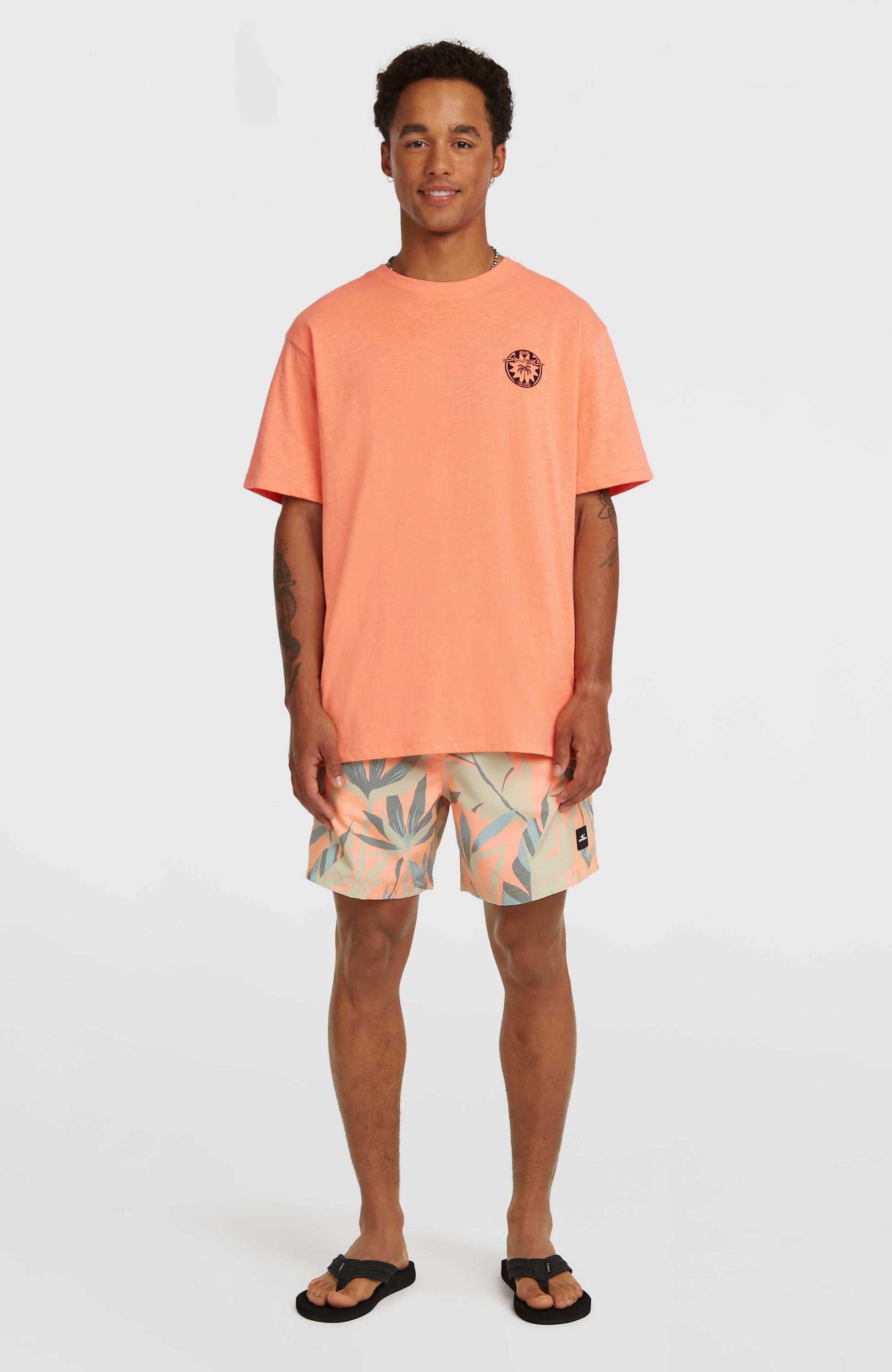 O’Neill Slub Back Print T-Shirt Men Funky Peach