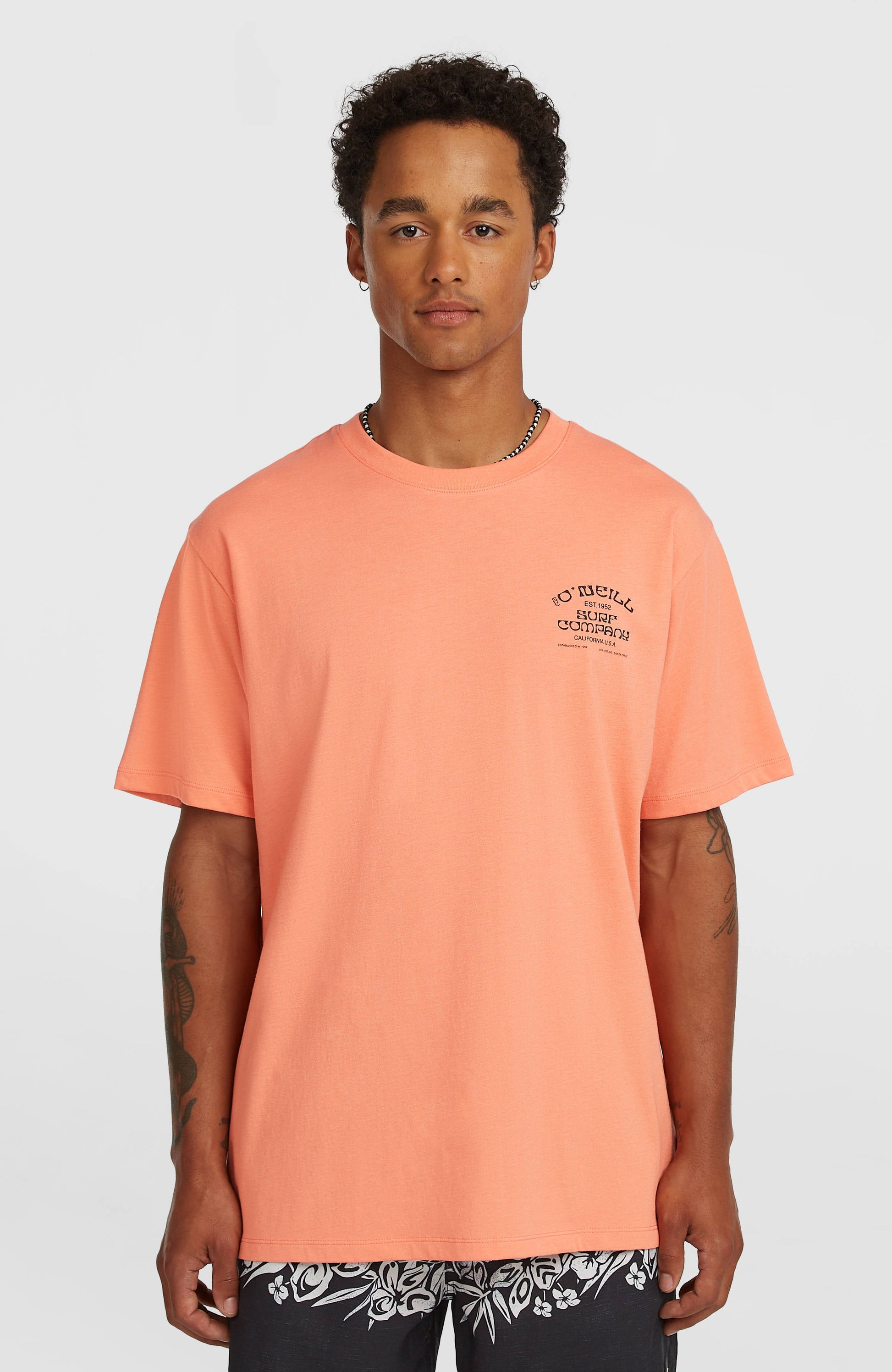 Melange Chest Print T-Shirt Men Funky Peach