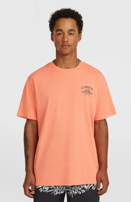 Melange Chest Print T-Shirt Men Funky Peach