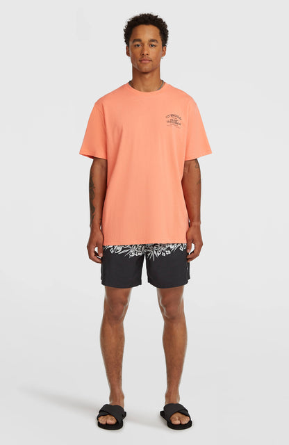 Melange Chest Print T-Shirt Men Funky Peach