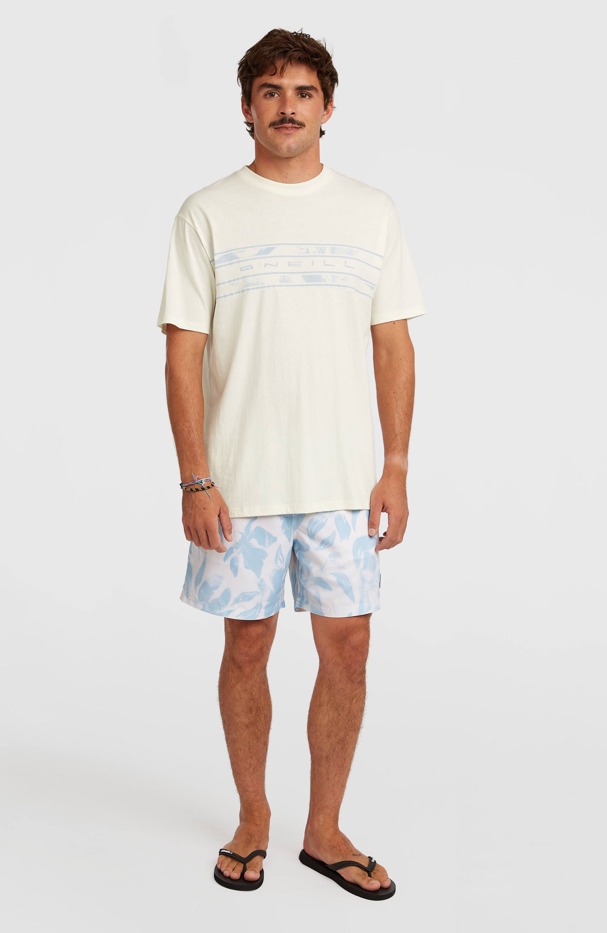 O’Neill Flower Stripe T-Shirt Men Snow White