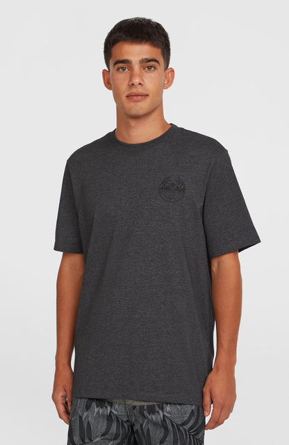 Back Print T-Shirt Men Black Out Melange