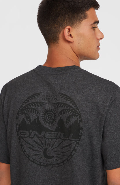 Back Print T-Shirt Men Black Out Melange