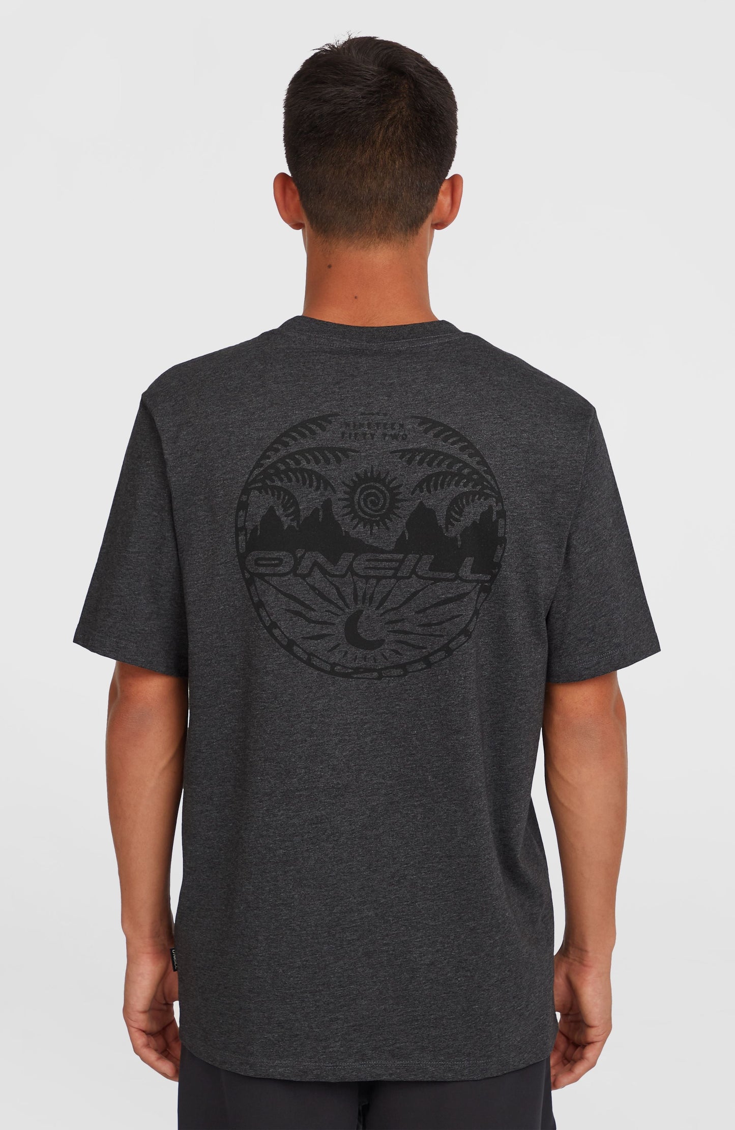 Back Print T-Shirt Men Black Out Melange