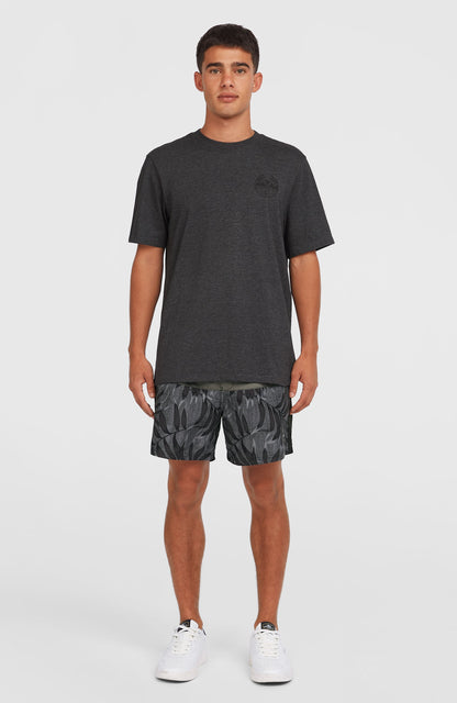 Back Print T-Shirt Men Black Out Melange