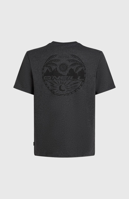 Back Print T-Shirt Men Black Out Melange