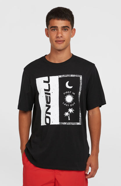Front Print T-Shirt Men Black Out