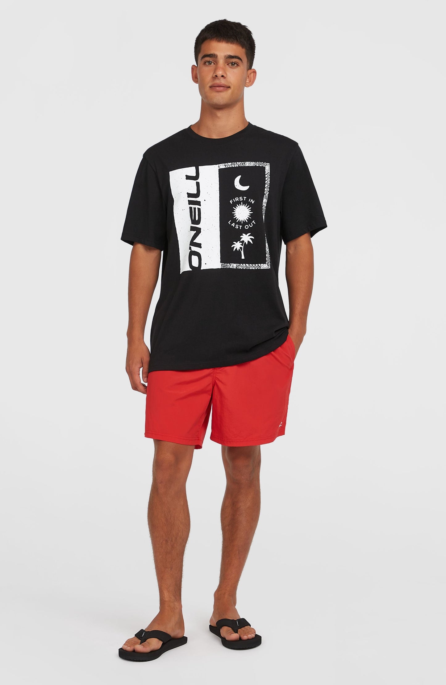 Front Print T-Shirt Men Black Out