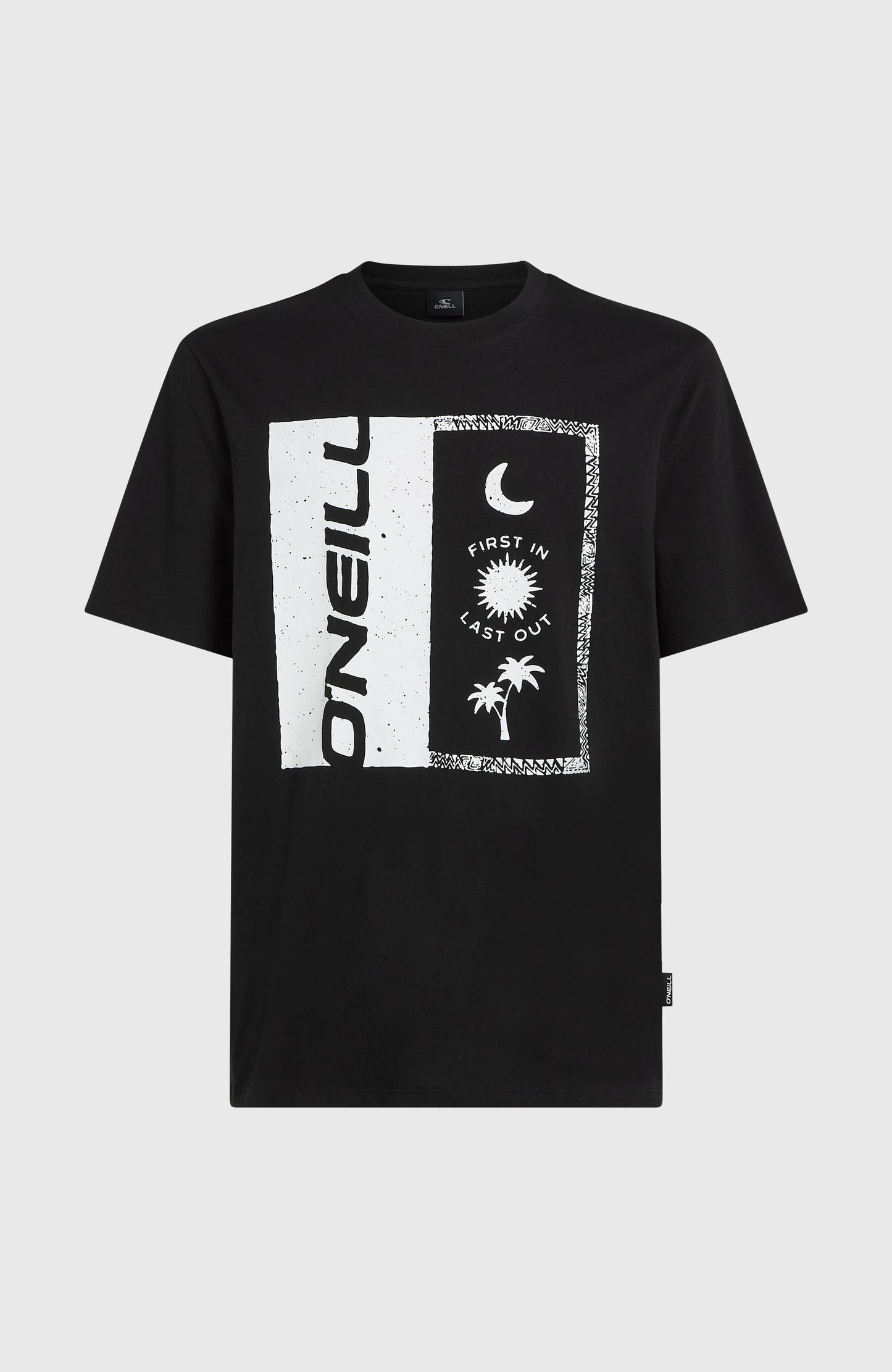 Front Print T-Shirt Men Black Out