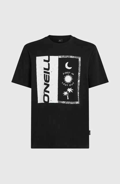 Front Print T-Shirt Men Black Out