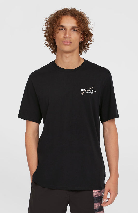 Retro Back Print T-Shirt Men Black Out