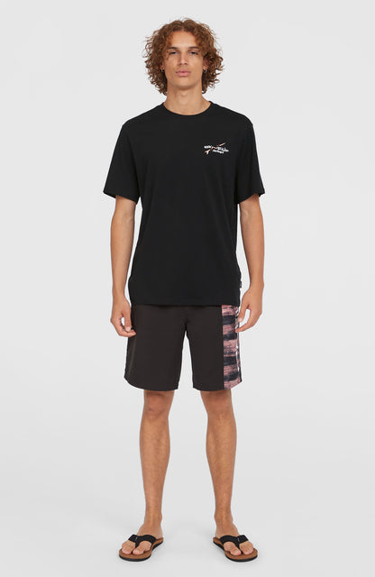 Retro Back Print T-Shirt Men Black Out