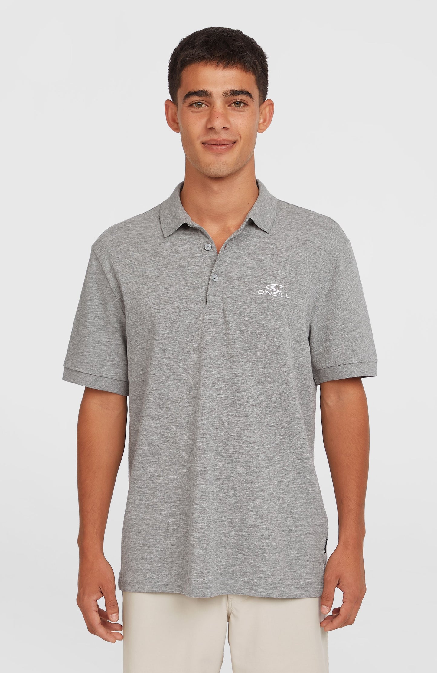 Slub Small Logo Polo Men Silver Melee
