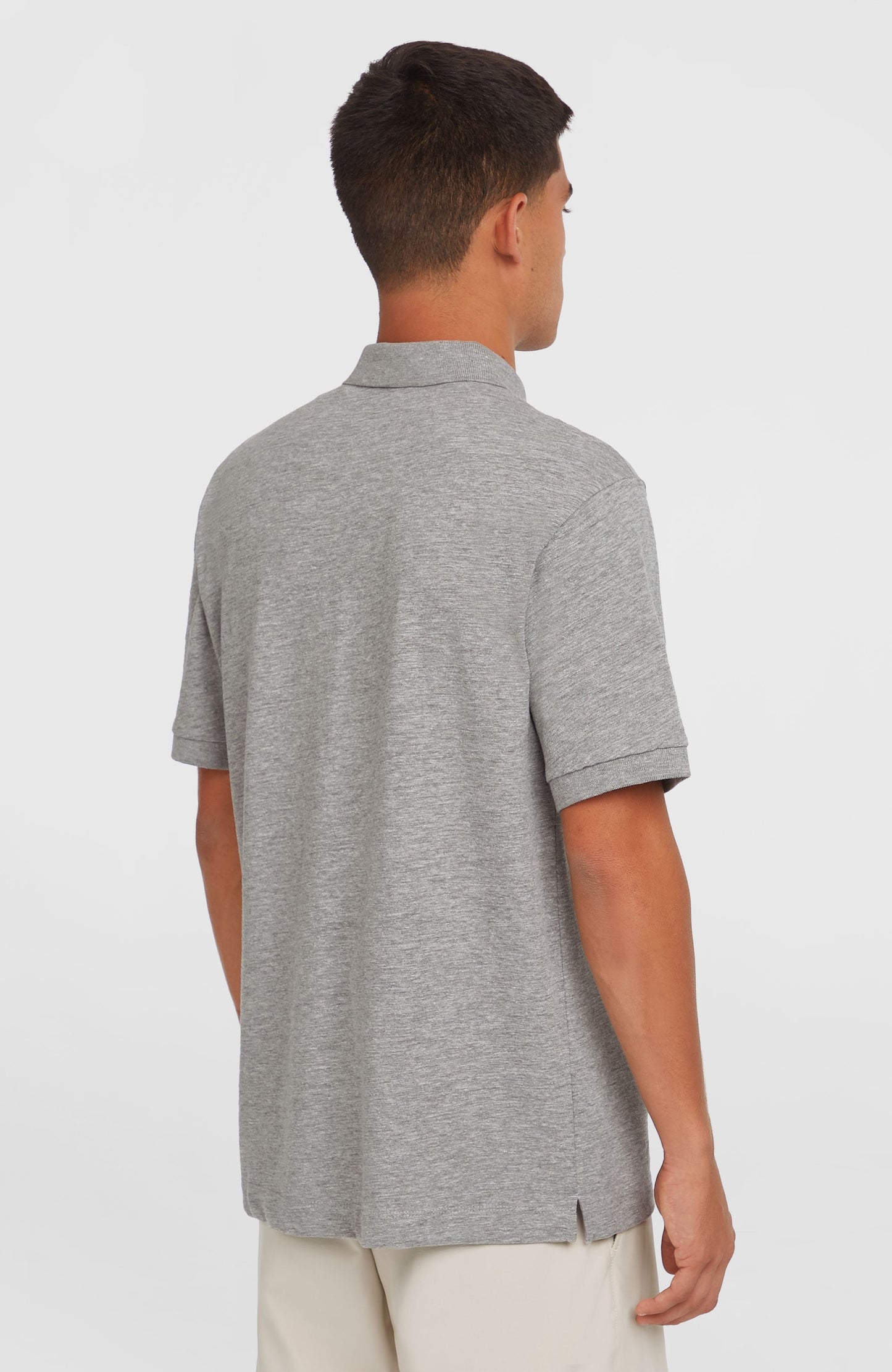 Slub Small Logo Polo Men Silver Melee