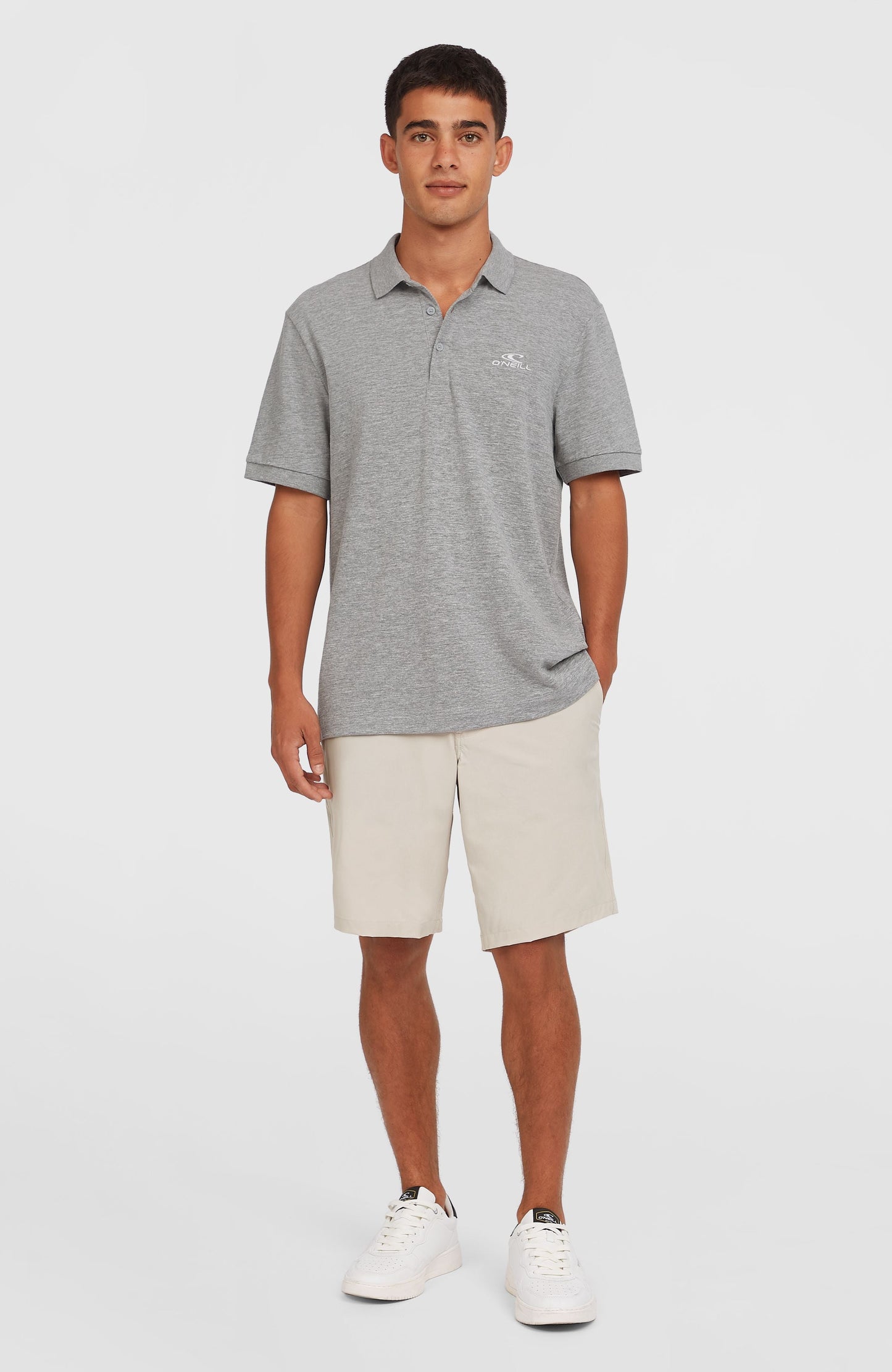 Slub Small Logo Polo Men Silver Melee