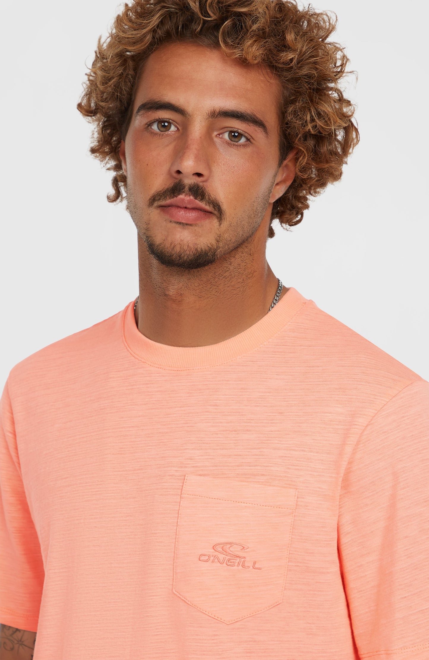Slub Chest Pocket T-Shirt Men Coral Pop