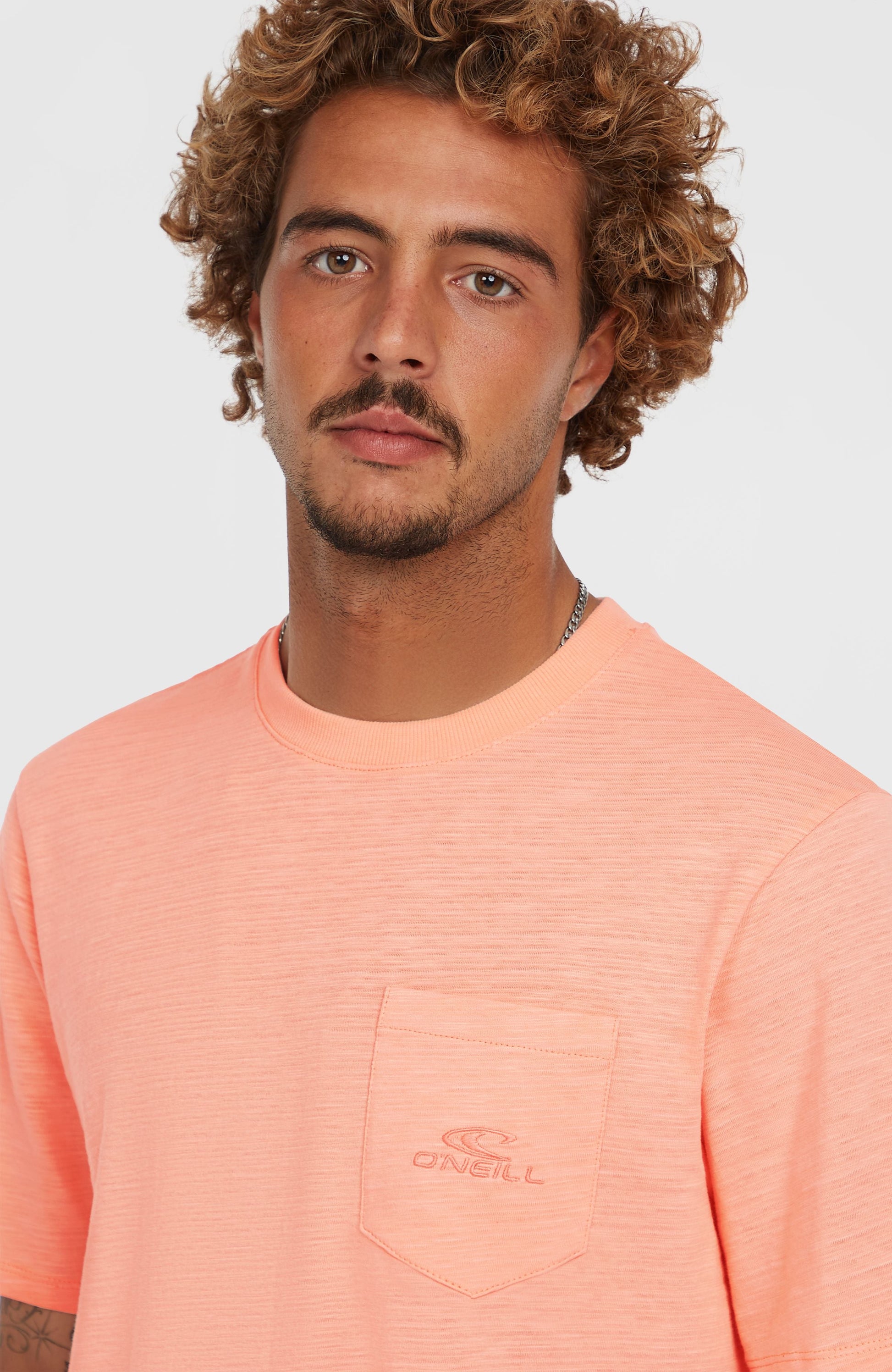 Slub Chest Pocket T-Shirt Men Coral Pop