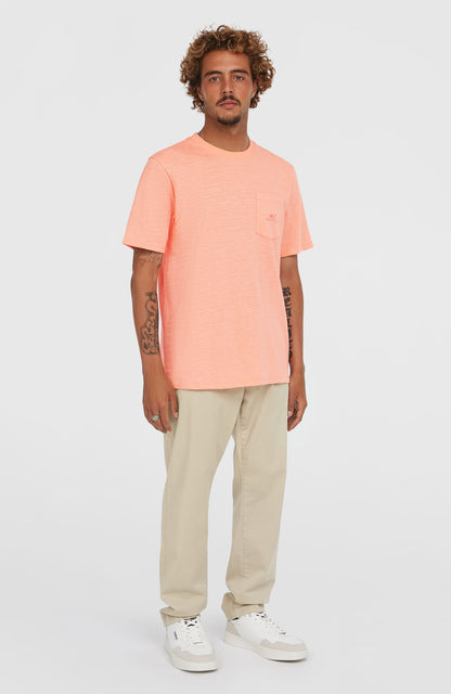 Slub Chest Pocket T-Shirt Men Coral Pop