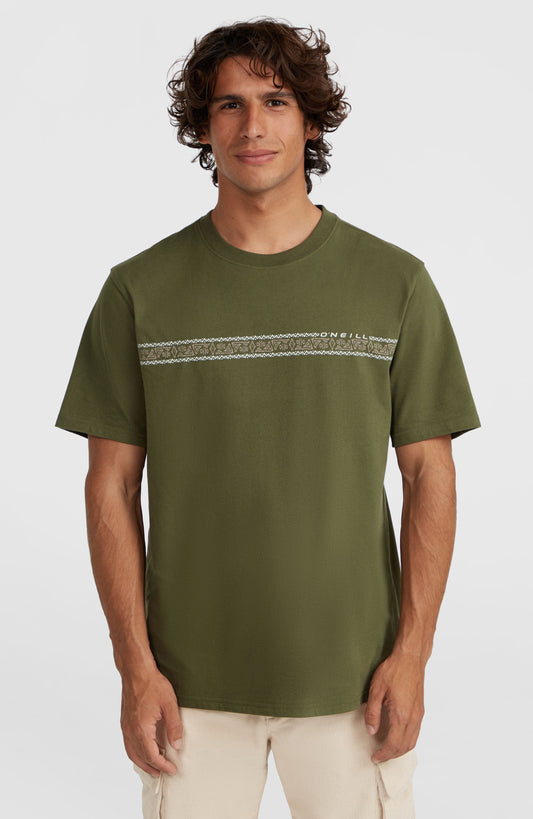 Ikat Stripe T-Shirt Men Forest Night
