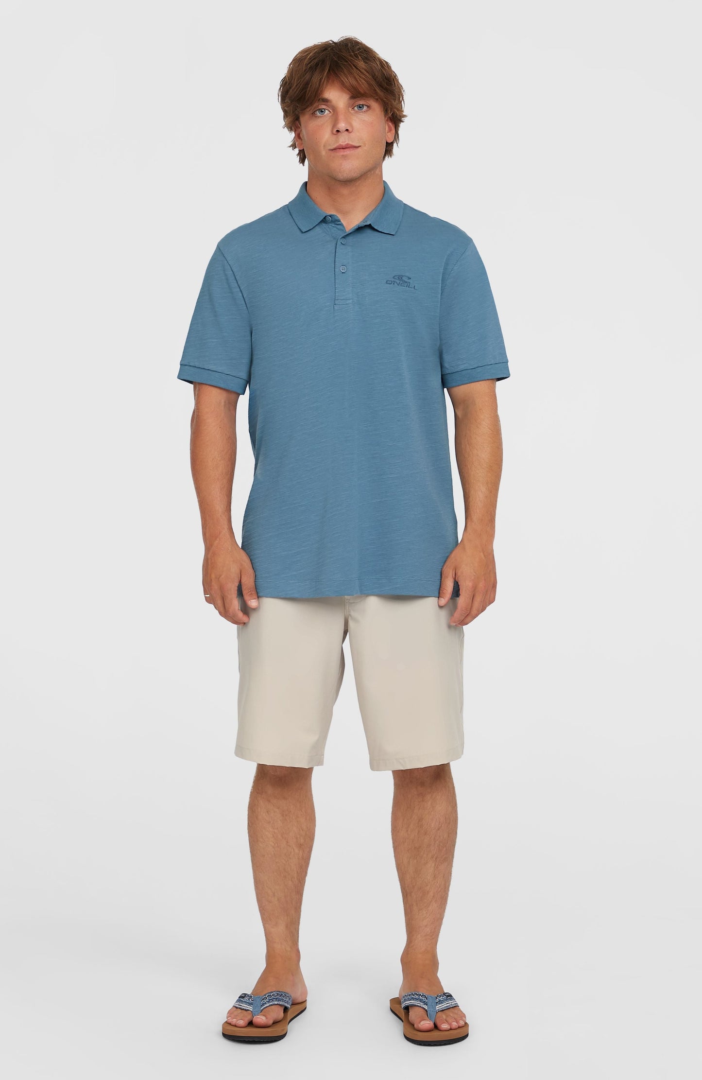 Slub Small Logo Polo Men Copen Blue