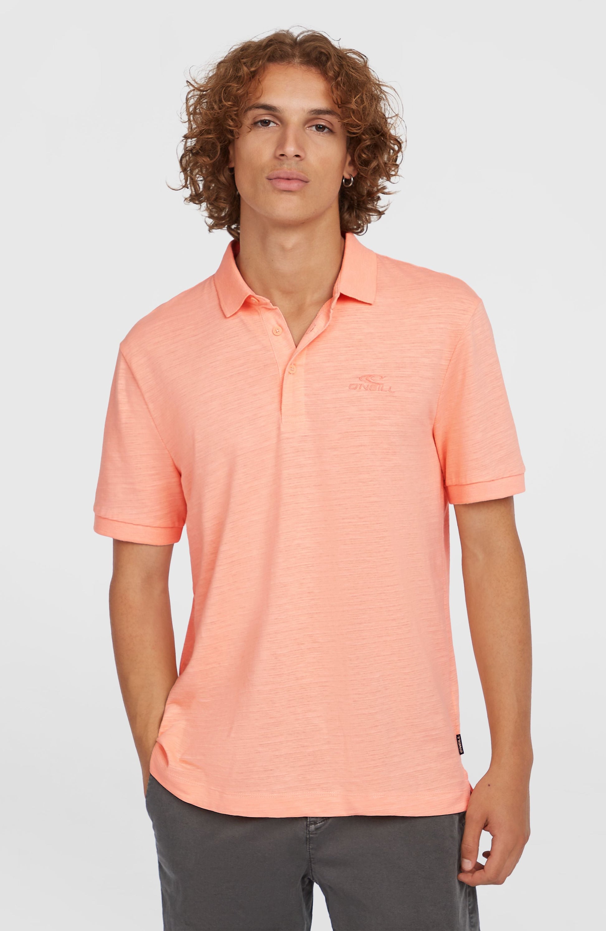 Slub Small Logo Polo Men Coral Pop